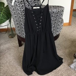 YA Los Angeles Black Lace-up front Dress